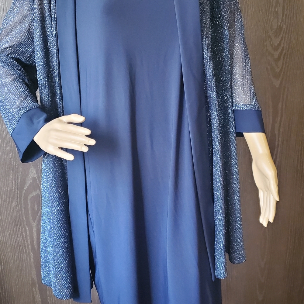R & M Richards Two-Piece Sleeveless Dress and Metallic Detailed Jacket set- Plus